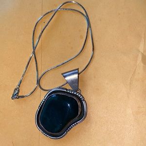 Jade gemstone in silver with silver chain